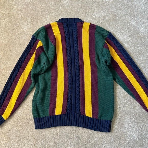 Vintage Tommy Hilfiger Chunky Knit Colorblock Stripe Pullover Sweater Cotton - Picture 2 of 10